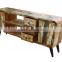 INDIAN RECYCLE WOOD 2 DOOR AND 3 DRAWER TV CABINET WITH IRON LEGS