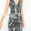 2014 digital printing evening dress without sleeves women evening dress short