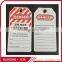 OEM Custom Made Safety Plastic label Tags Lockout PVC Tags and Warning Signs