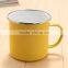 New products of 2016 wholesale custom private label Enamel camping coffee mug with stainless steel Rim