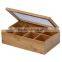 bag tea box with many partitions,accepted customized tea box,cheaper wood tea box