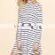 New European Style Clothing High Quality Mini Dress Fashion Women Long Sleeve White Striped Swing Dress