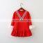 2017 Girls Dress Autumn Thin V Design Navy Dress Long Sleeved Girls Child Doll Dress