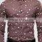 Long Sleeve Spread Collar Mens Pre-Shrunk 97% Cotton 3% Elastane Breathable Slim Fit Casual Brown Printing Shirts