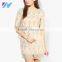 Summer Korean Woman's Fashion Apparel Wholesale Beige Lace Shift Dress