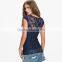 Women's V-neck Navy,black,white Sleeveless Lace Tunic t Shirt
