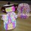 Wholesale high visibility reflective rainbow synthetic leather fabric material for beach hat