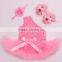 3PCS Newborn Baby Girl Kid Ruffle Romper Jumpsuit Headband shoes Set Clothes