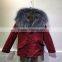 Red parka for 2-14Y Children Wear in winter,grey thick fur Lined short red baby fur parka