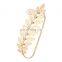 Elegant Golden Metal Leave Bracelet Crystal Bangle Simple Ring Bracelet