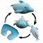 2 in 1 memory foam stuffed animal soft plush blue color dolphin toy u shaped pillow cushion Convertible kids travel neck pillow