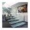 Custom mono stringer glass railing timber tread straight staircases