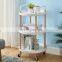 Modern simple design 3-tier storage rack utility home kitchen white storage hand trolley bathroom storage rack