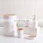 Modern European Style Household 6 Pieces Bamboo Lid Plastic Bathroom Sets Luxury Bathroom Accessories for Hotels