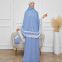 Byshanel Chiffon Islam Prayer Dress Woman Jilbab 2 Piece Ramadan Scarf Arabic Robe Turban Abaya Kimono Muslim Hijab Khimar Eid Mubarak