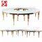 Gold Stainless Steel Luxury Half-Moon Wedding Table Mirror Glass Top Banquet Event Wedding Serpentine Table
