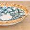Best Price Set Of 3 Round Rattan tray With Ceramic New Arrival Serving Tray for Table Handwoven Basket Cheap Wholesale