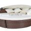 Top sale KD steel round rattan daybed with canopy