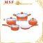 MSF-6626-Fry pan Colorful fry pans various sizes pressing aluminum fry pan long handle with soft touch silicon coating