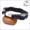 Black Stainless Steel Genuine Leather Bracelet Bangle Cuff Braided Customized Engraving