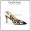 leopard animal skin printing slimback buckle strap suede close toe low heels