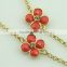 Hot sale red flower design resin rhinestone wedding jewelry set with gold plated                        
                                                                                Supplier's Choice