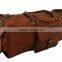 Waterproof pure leather light brown sports and gym duffel bags canvas