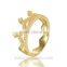 Eternity 925 Silver Yellow Gold Plated Silver Crown Micro Pave Ring
