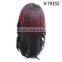 brunette 18 inch New products simple design personalized curly fake hair plum red high tempreture fibre synthetic wig