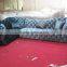 Retro Button Tufted Upholstered Chesterfield Fabric Sofa , Classic Pure Linen U-Shaped Couch Sofa, Arabic Style Sofa Set