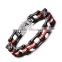 8.6 inch 316 L stainless steel red and black biker chain bracelet