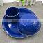 Wholesale 3pcs blue speckled classic enamelware dinner set mugs/bowl/plate for a durable finish