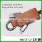 Luxury man genuine leather D ring usb cable keychain