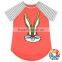 red white stripe short sleeve raglan cute cartoon sequin rabbit kids t-shirt wholesale