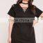 Plus Size Lace Up Jumper Black Dress Versatile Sexy V-neck Elegance Dress