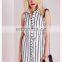 ladies modern sexy chic monochrome striped secretary shirt dresses