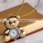 New Fashion Cute Pocket Watch Little Bear Pendant Necklace Women Dress Quartz Watches Gift