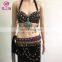 Tribal unique design copper beaded tassel belly dance costume bra and belt set GT-1065