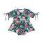 Floral pattern flower printing  soft bright  jumpsuit girl baby rompers