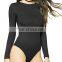 2020 new arrival ladies crewneck long sleeve purple plain shirt bodysuit leotard for women