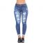 Women's new style European and American ripped slim-fit buttocks-lifting jeans