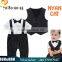 100% real products wholesale boutique baby romper black and white stripe waistcoat two pcs cotton toddlers romper suit