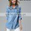 fashion women blouses 2015 front pockets buttoned latest fashion ladies blouse