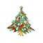 Fashion jewelry gold plated zinc alloy multicolor rhinestone Christmas tree brooch