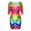 Fashion women half sleeve Ladies printing short dress 3D formal dress women