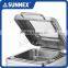 SUNNEX Highly Mirror Finished 1/2 half size 4.5Litre Hydraulic Induction Stainless Steel Chafing dishes
