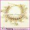Gold Alloy Pearl Chain Bracelet With PU Strap