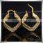 Two-tone Rhombus Fashion Jewelry Brass 3-line Charm Huggies Hoop Earring