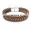Men Black Braided Genuine Leather Bracelet