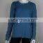 Ladies' round neck long sleeve pullover knitted sweater with dirty wash &hand spray